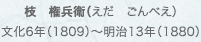 枝　権兵衛（えだ　ごんべえ）　文化6年（1809）〜明治13年（1880）